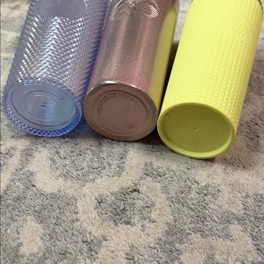 Starbucks Tumbler Trio - Holographic, Rose Gold, Neon Yellow - Picture 2 of 3